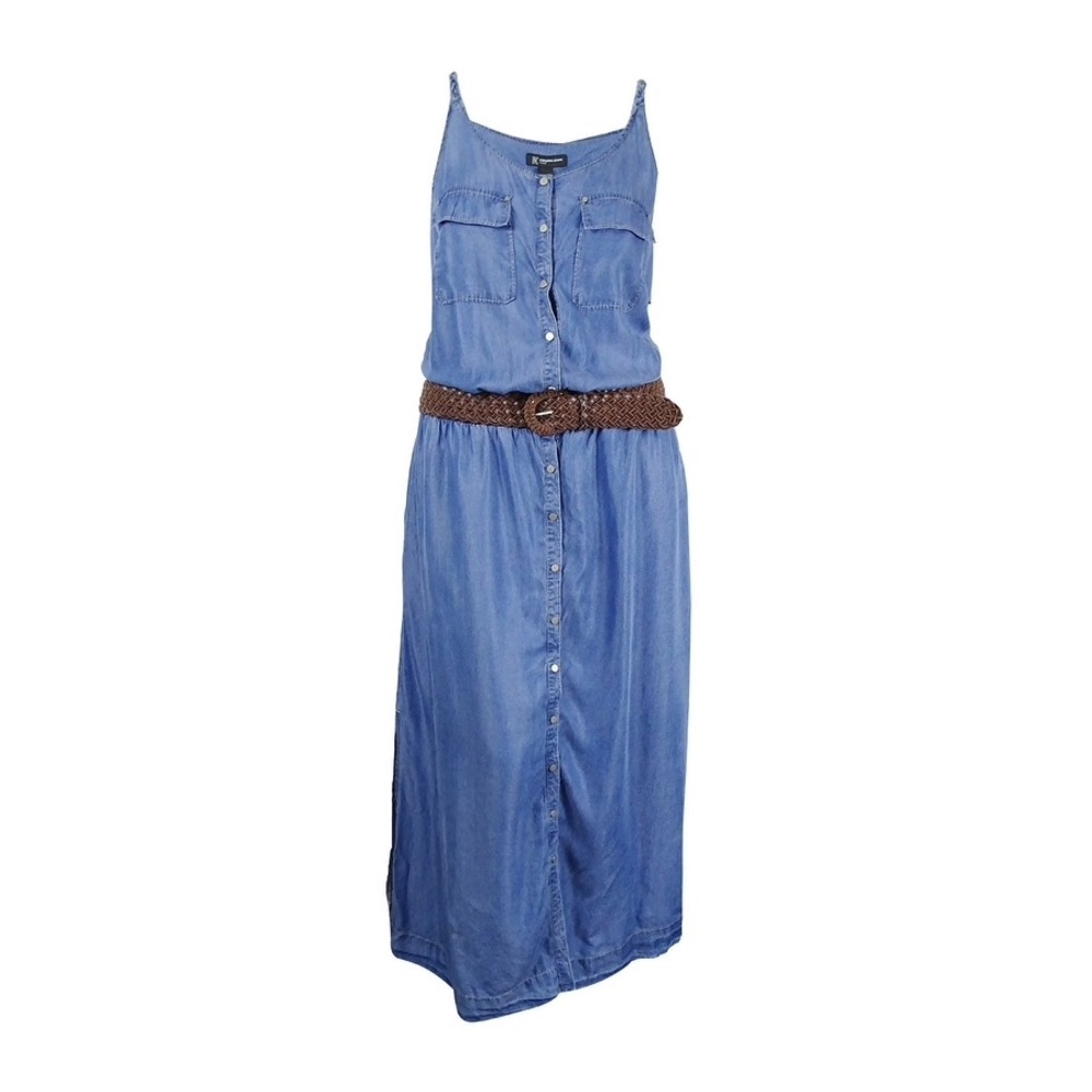 INC Denim Belted Maxi Dress (3X) INDIGO